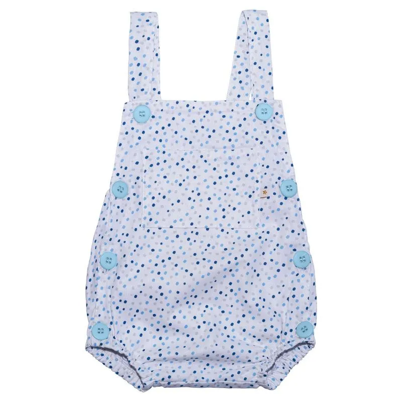 Jardineira Estampada Com Botões Confetes Azul Baby Joy G