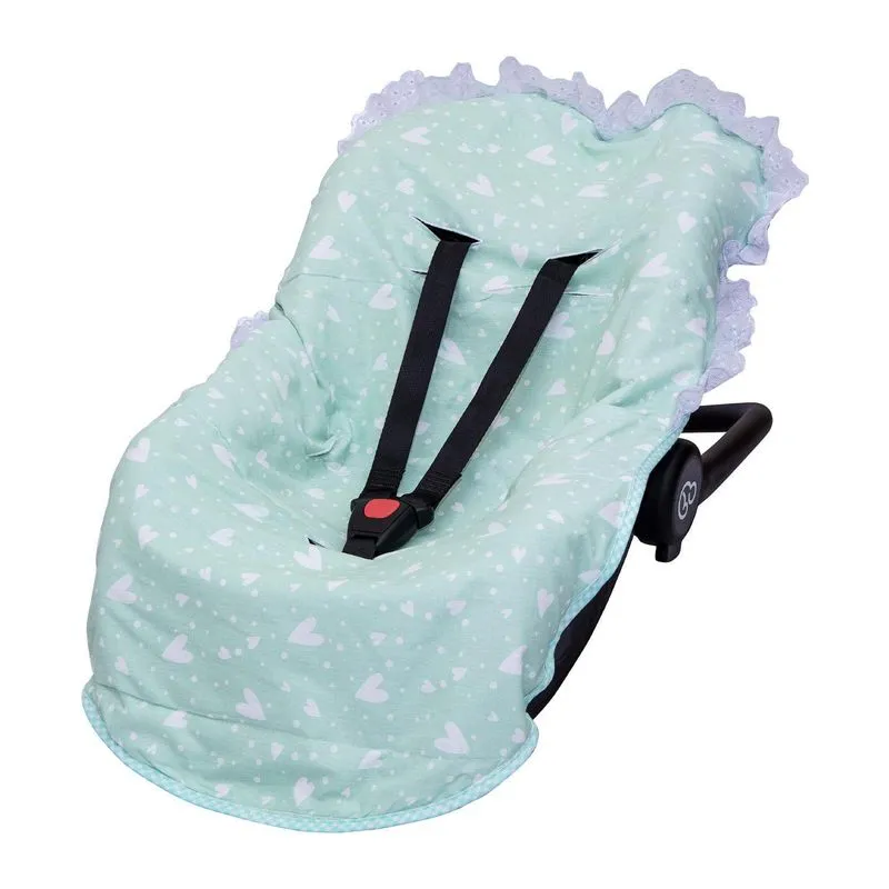 Capa Para Bebê Conforto Estampada Coração Verde Bublim
