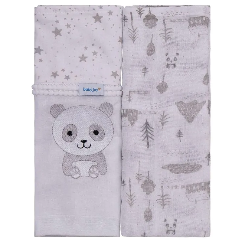 Toalha Fralda Supreme Panda Cinza 2 Unidades Baby Joy