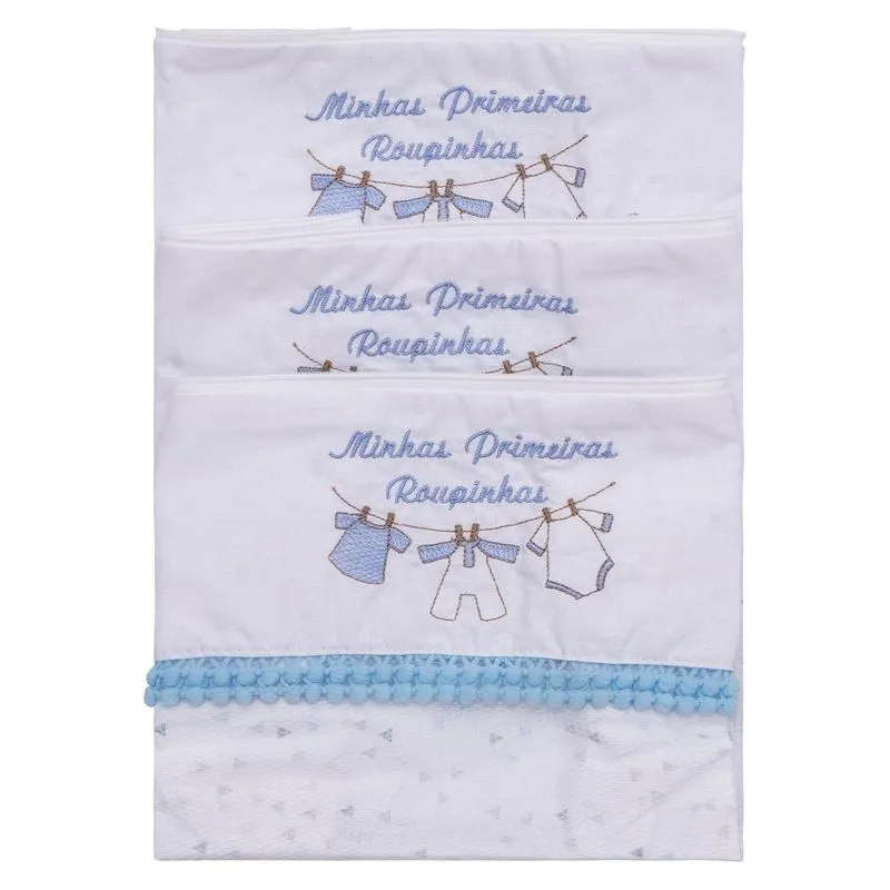 Kit Saquinho Maternidade Triângulos Azul 3 Peças Baby Joy