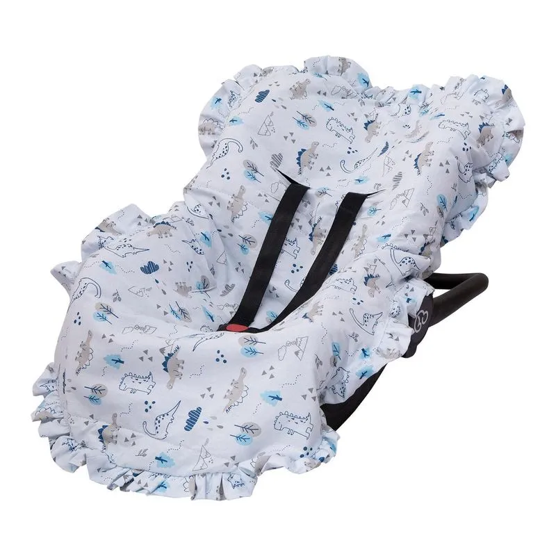 Capa Para Bebê Conforto Estampada Com Babado Dino Baby Joy