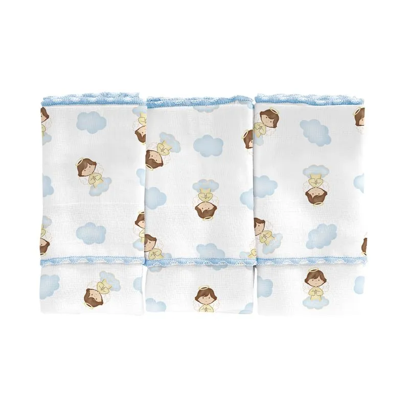 Pano De Boca Anjo Da Guarda Estampado C/festone 34cmx40cm Pct C/03un //masculino 1