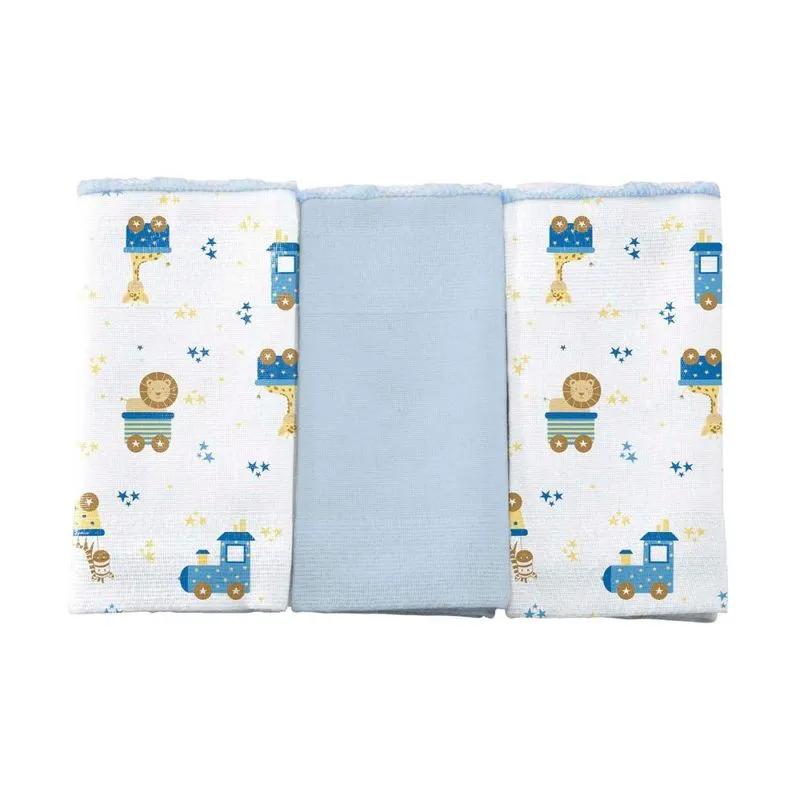 Pano De Boca Bercinho C/3 Masculino Azul/Girafa 58008042