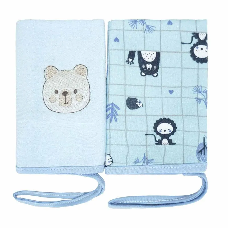 Pano De Boca Bordado Bichos Azul Baby Joy Premium