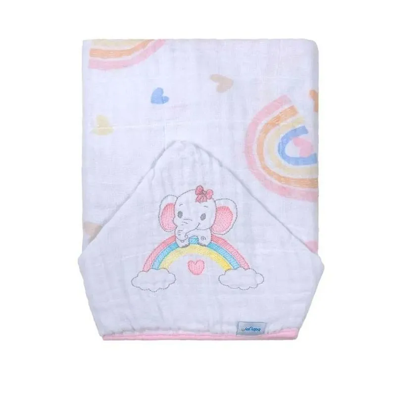 Toalha De Banho Baby Joy Com Capuz Arco-Íris Rosa (MP)