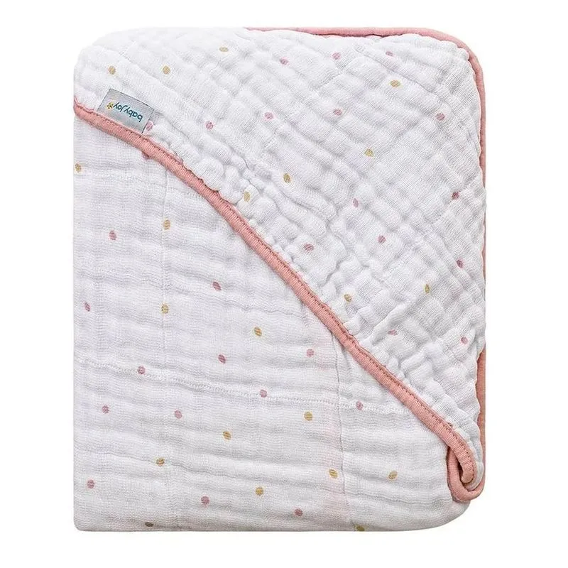 Toalha De Banho Baby Joy Com Capuz Branco E Rosa (MP)