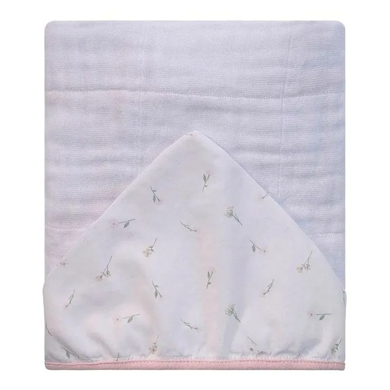 Toalha De Banho Baby Joy Com Capuz Flores Rosa (MP)