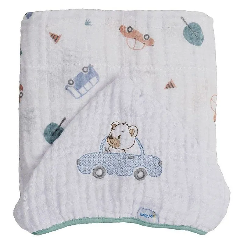 Toalha De Banho Baby Joy com Capuz Carro Azul (MP)