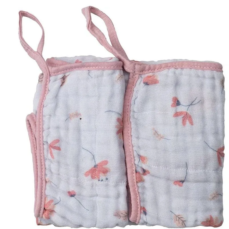 Kit Pano De Boca Baby Joy 2 Peças Flores Rosa (MP)