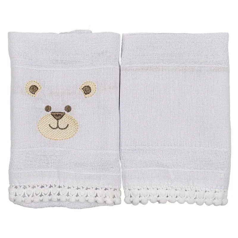 Kit Pano De Boca Incomfral 2 Peças Urso Branco (MP)