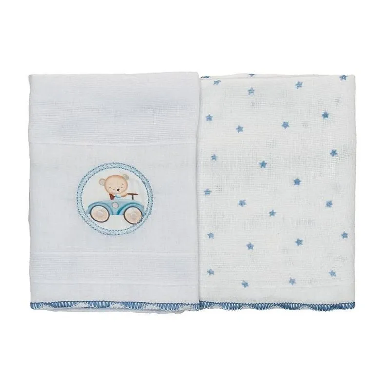 Kit Pano De Boca Sonhos 2 Peças Urso Azul (MP)