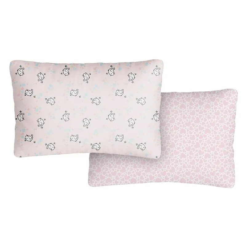 Jogo De Fronha 2 Peças Bublim Pássaro Rosa 40x28cm (MP)