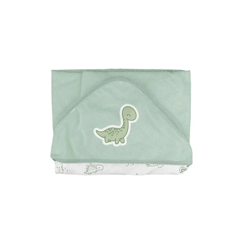 Toalha Com Capuz Forrada Dinossauro Verde