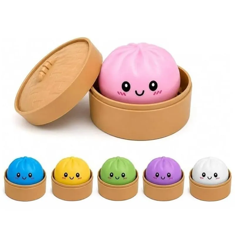 Brinquedo Anti-Stress Bun Squishy Com Glitter No Pote Sortido (MP)