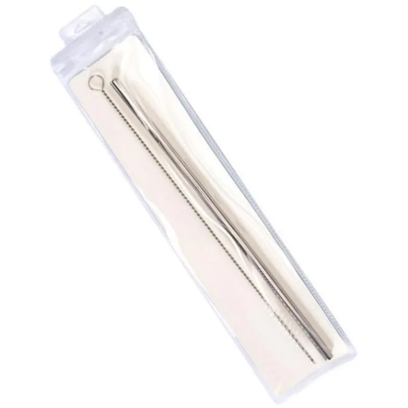 Kit Canudo Metal Com Limpador - Prata