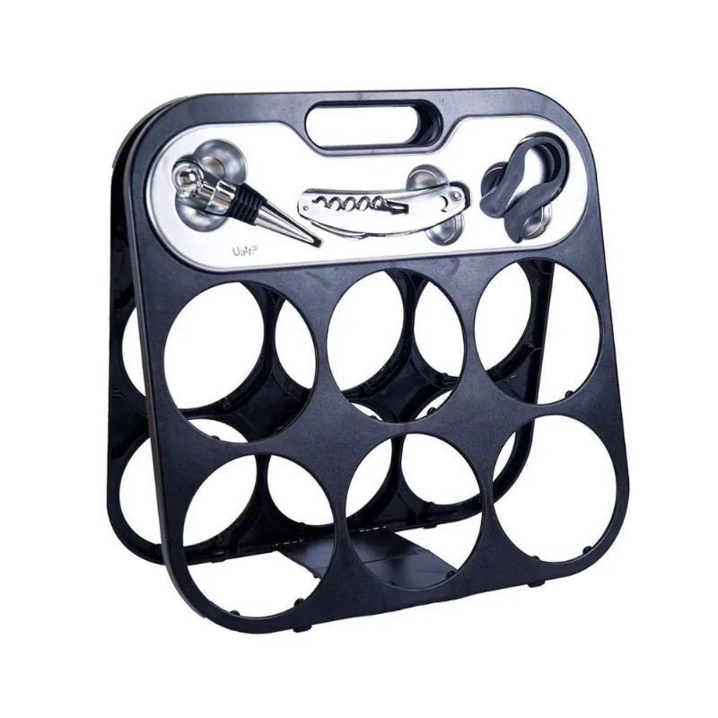 Porta Vinho com Acessórios Preto