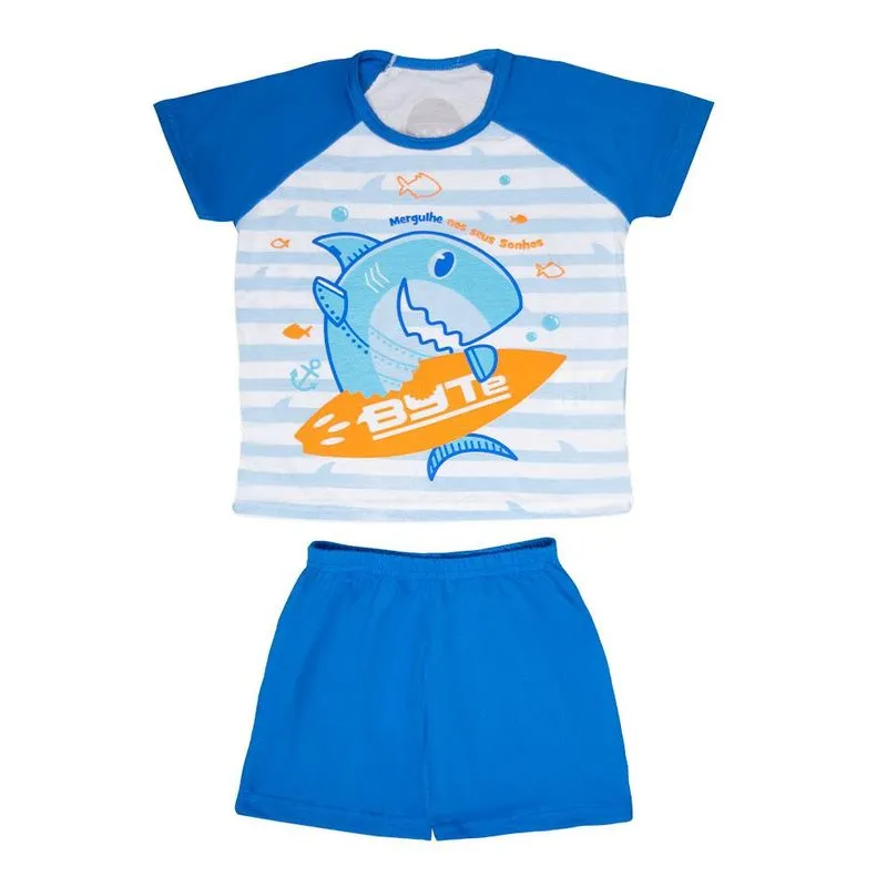 Pijama Short Infantil Masculino 4 - Tubarao Byte