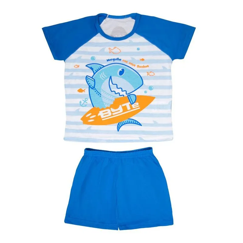 Pijama Short Infantil Masculino 8 - Tubarao Byte