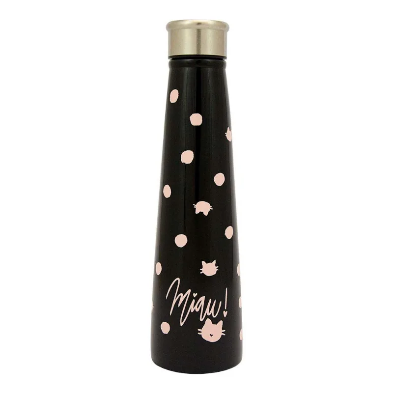 Garrafinha Cantil 600ml Miau Gatinha Preta Uatt