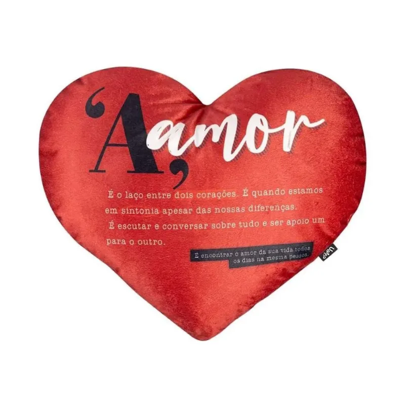 Almofada coração com porta foto - dicionario do amor - uatt