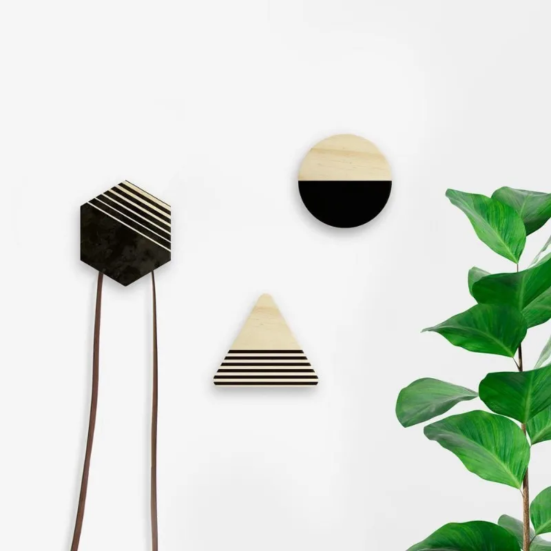 Gancho de Parede Minimal Black Tpc Conjunto com 3 Unidades Design Minimalista Preto
