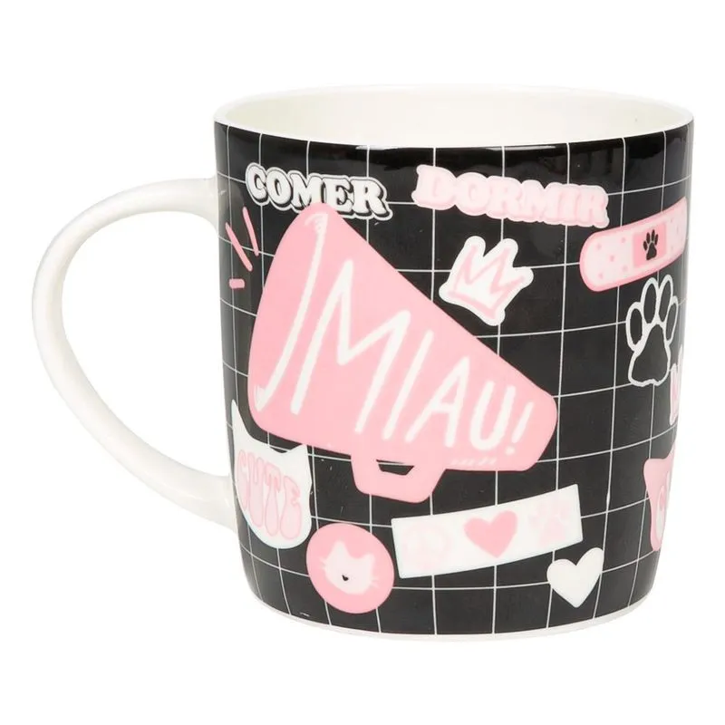 Caneca ceramica 400ML gatinha preto uatt