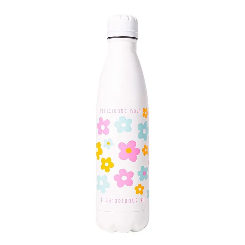 Garrafa Térmica Retrô 500ml Frases Cores e Amores - uatt