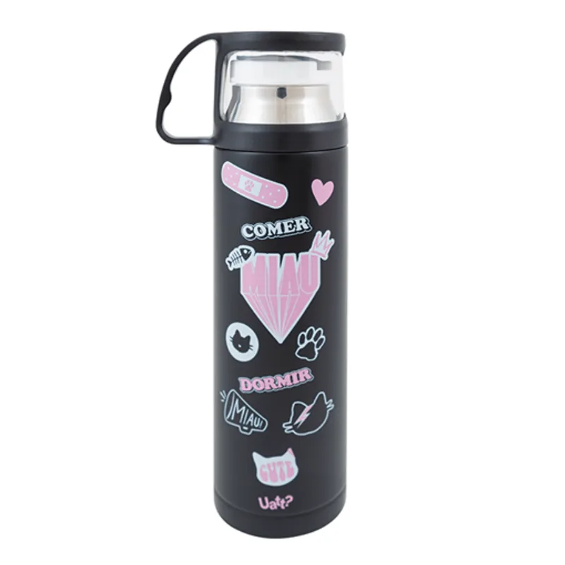 Garrafa Térmica De 470ml Com Caneca - Gatinha