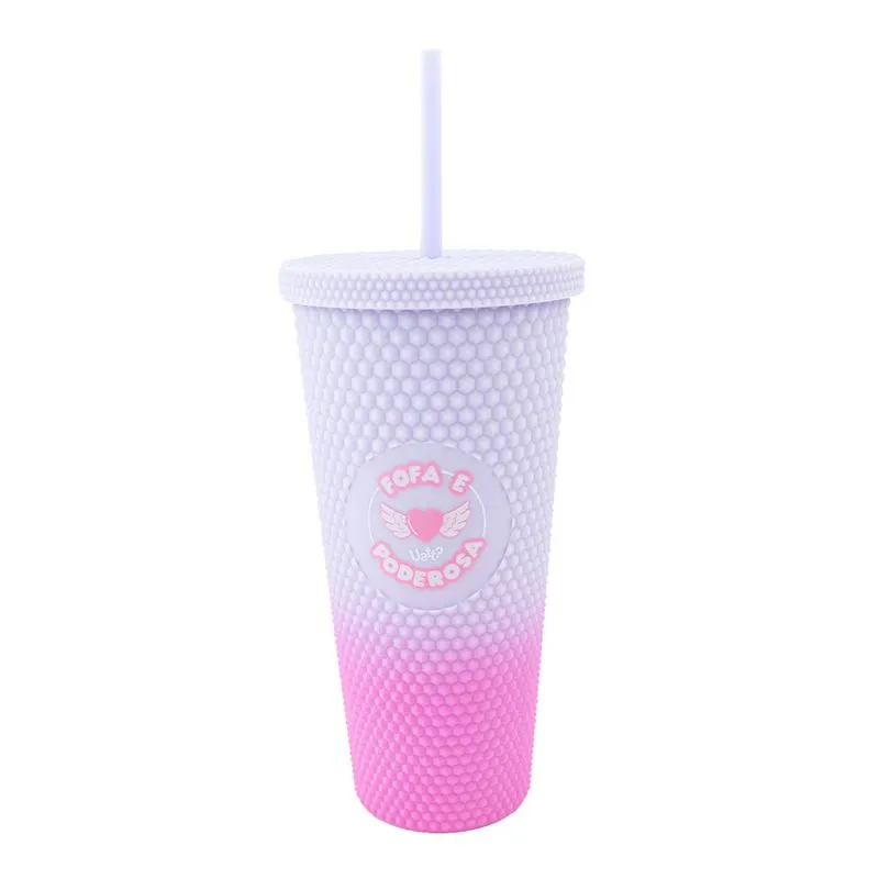 Copo c/ canudo texturizado 700ML gamer girl degrade uatt