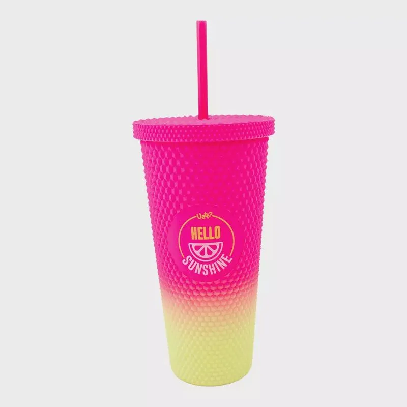 Copo c/ canudo texturizado 700ML power solar degrade uatt