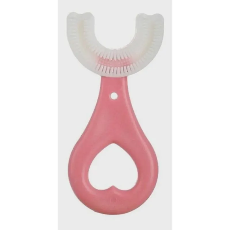 Escova De Dentes Infantil Anatômico 360° Em Forma De U Rosa
