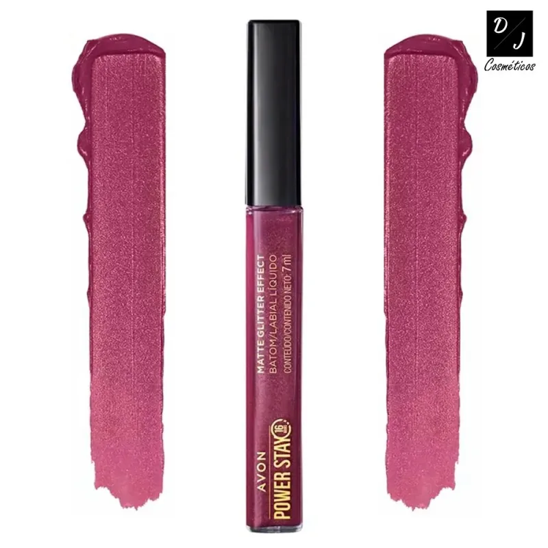 *Batom Líquido Matte Glitter Effect 16h Avon Power Stay - Marsala Radiante 7ml