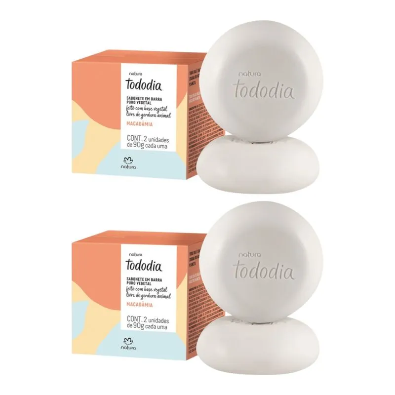 Kit 2 Caixas Sabonetes Em Barra Macadâmia Tododia 2un 90g