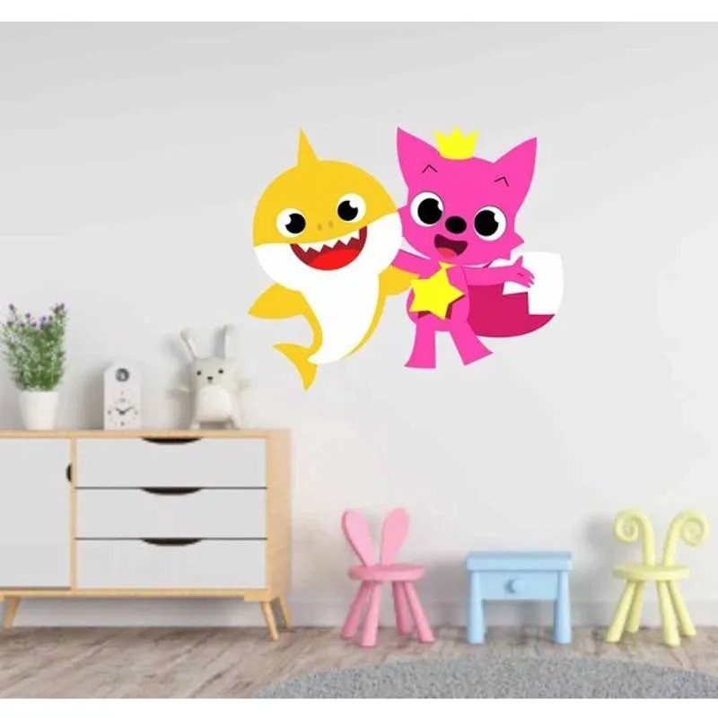Adesivo de Parede Baby Shark Tamanho 60cmx50cm mod 02
