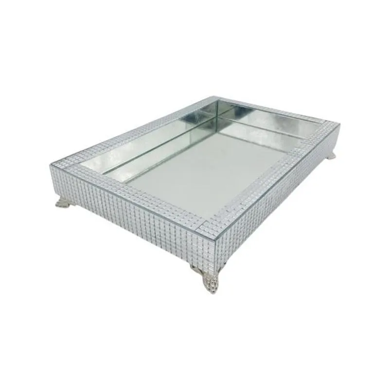Bandeja Espelhada Com Detalhes Em Mini Espelhos 30x20