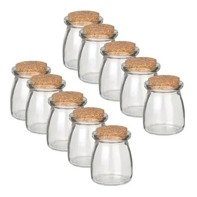 Kit 10 Potes Vidro Com Tampa Rolha Cortiça 150ml Tempero