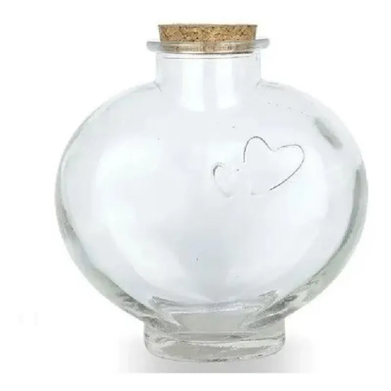 Kit 2 Pote De Vidro Formato Coração Vaso 700ml Decoração