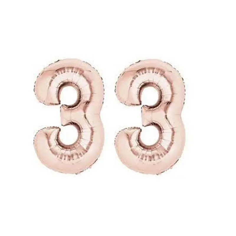 Kit 2 Balões Metalizados Número 3 Rose Gold 40cm - 33 Anos