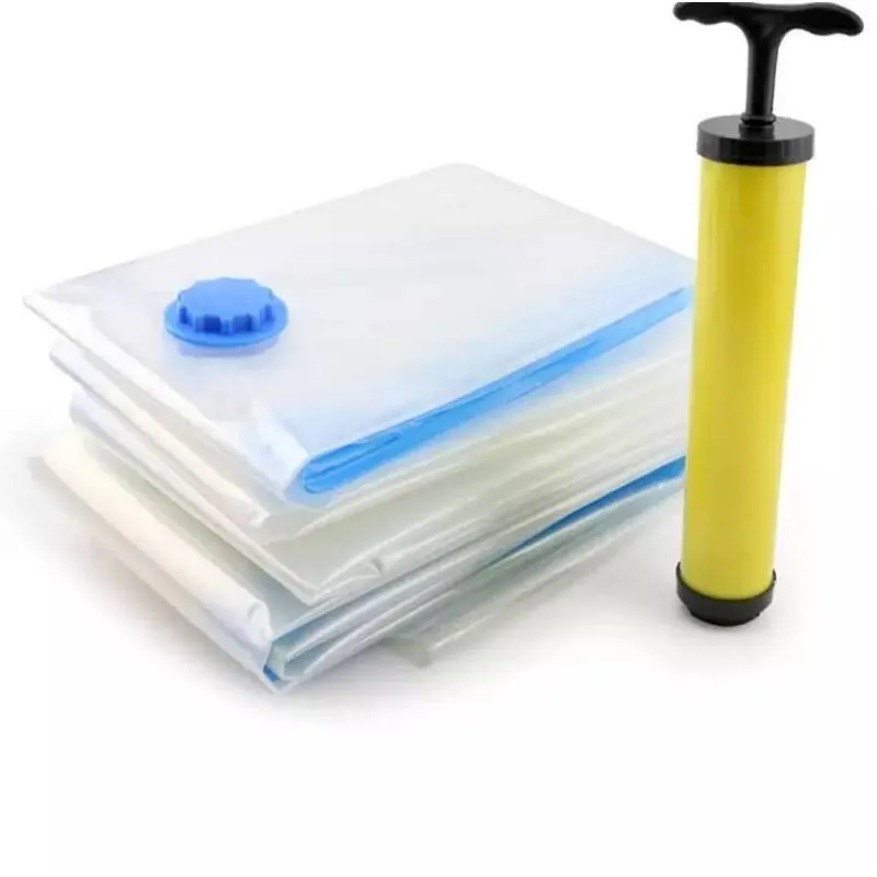 Kit Saco A Vácuo Roupa Cobertor Edredom 100x70cm 2pçs +bomba