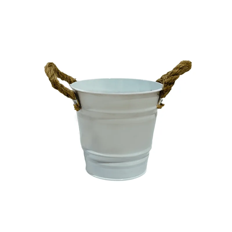 Mini Balde Metal Decorativo Branco