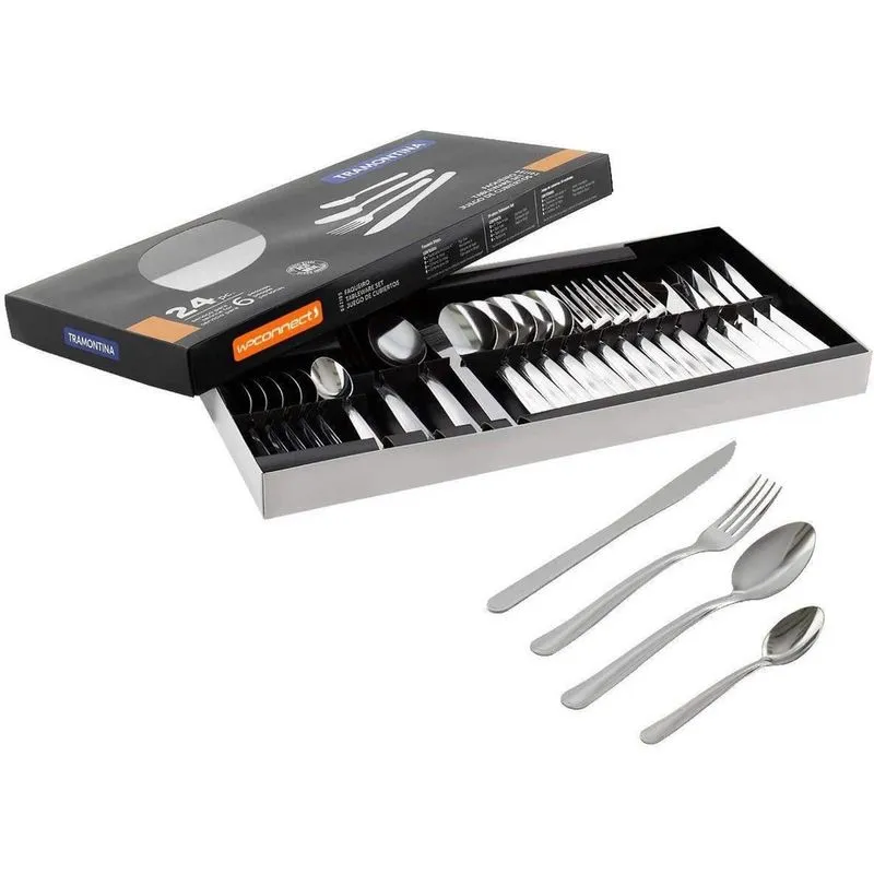 Jogo De Talheres Faqueiro Inox 24 Peças Búzios Tramontina