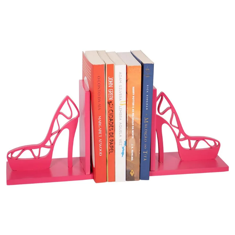 Aparador Suporte Porta Livro Feminino Salto Alto Pink em MDF Presente Criativo