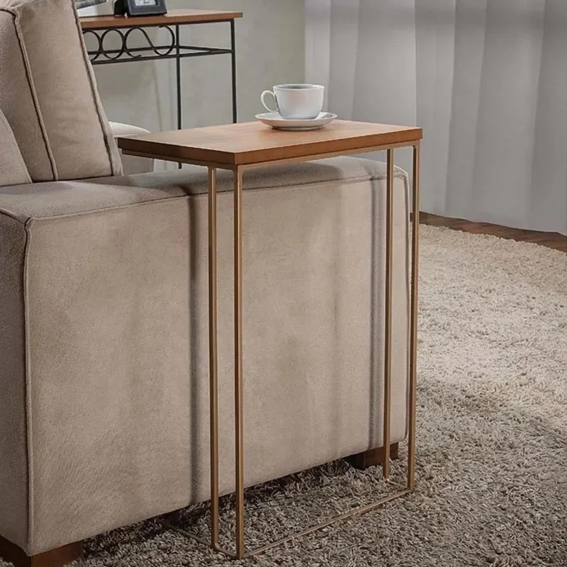 Mesinha Lateral Luiza Ferro Dourado Tampo Laminado