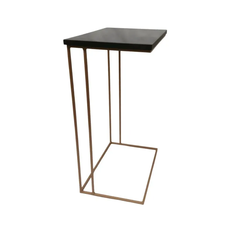 Mesinha Lateral Luiza Base Ferro Dourado Tampo Laqueado