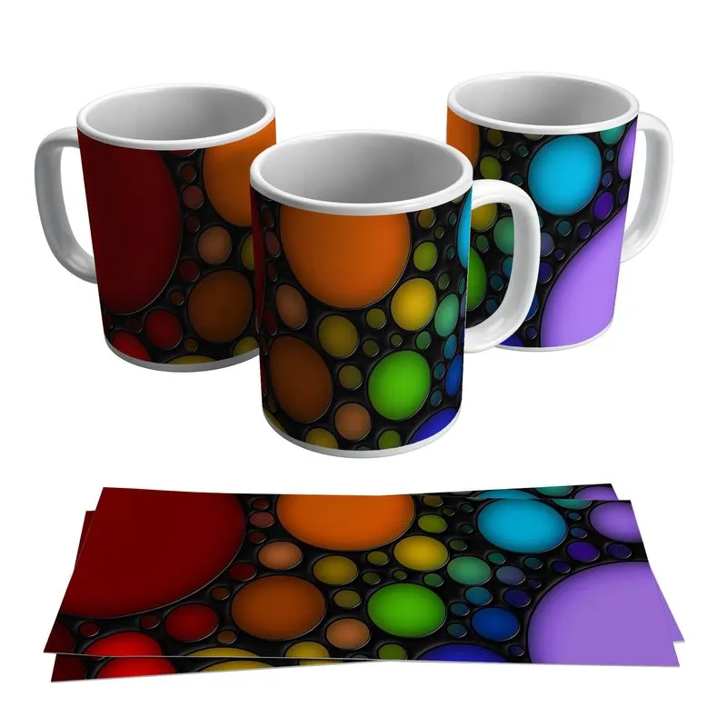 Caneca Arte Abstrata Contemporânea Bolas Coloridas 325ml