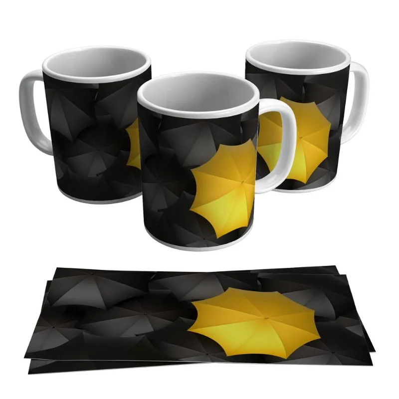 Caneca Contemporânea Abstrata Guarda-chuva 325ml