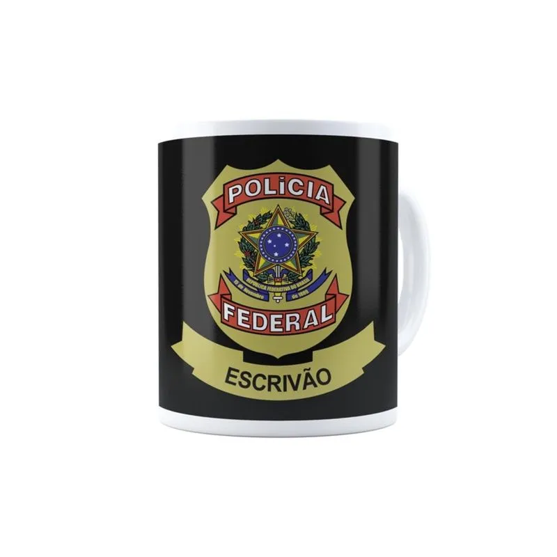 Caneca Polícia Federal com Mousepad e Porta Copo Escrivão PF