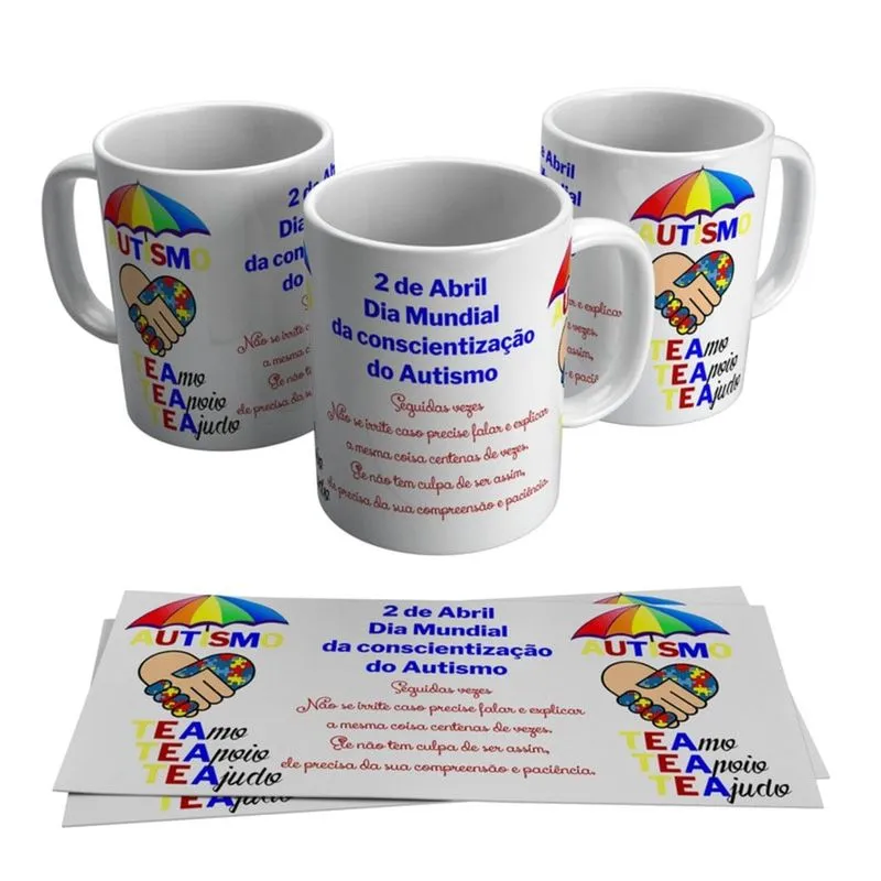 Caneca Autismo TEA Dia Mundial da Conscientização Autista