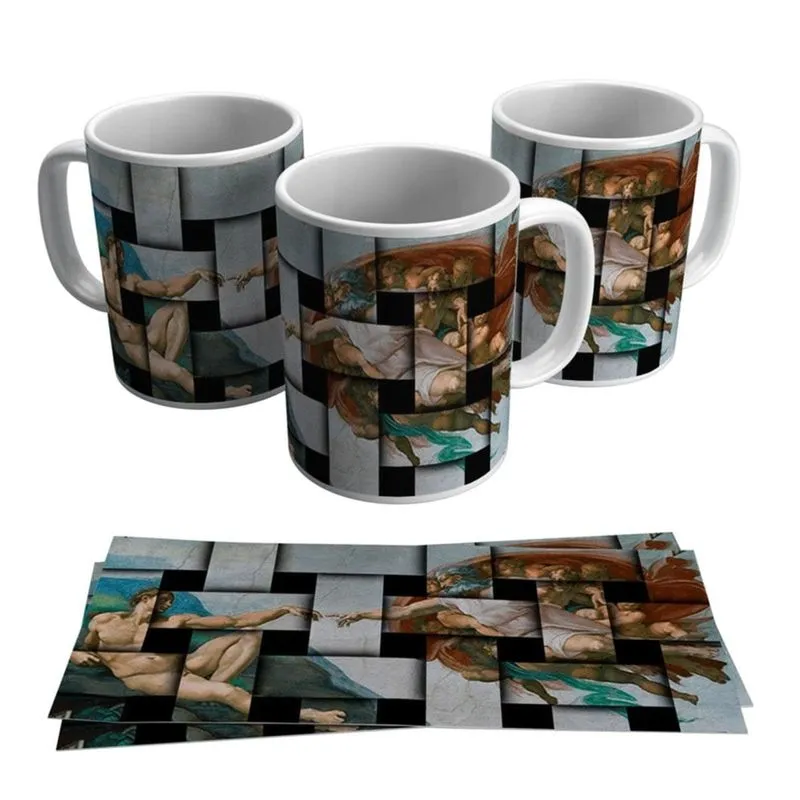 Caneca Quadro A Criação De Adão Michelangelo Pintor