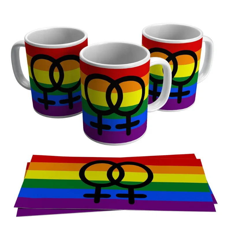 Caneca Lésbica Símbolo Homossexual Bandeira Lgbt 325ml